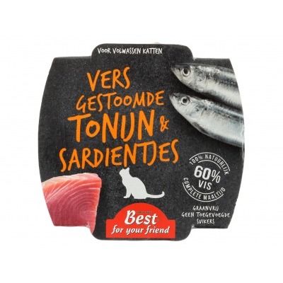 Best for your friend Gestoomde tonijn & sardientjes voor kat