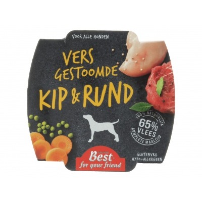 Best for your friend Vers gestoomde kip & rund voor hond