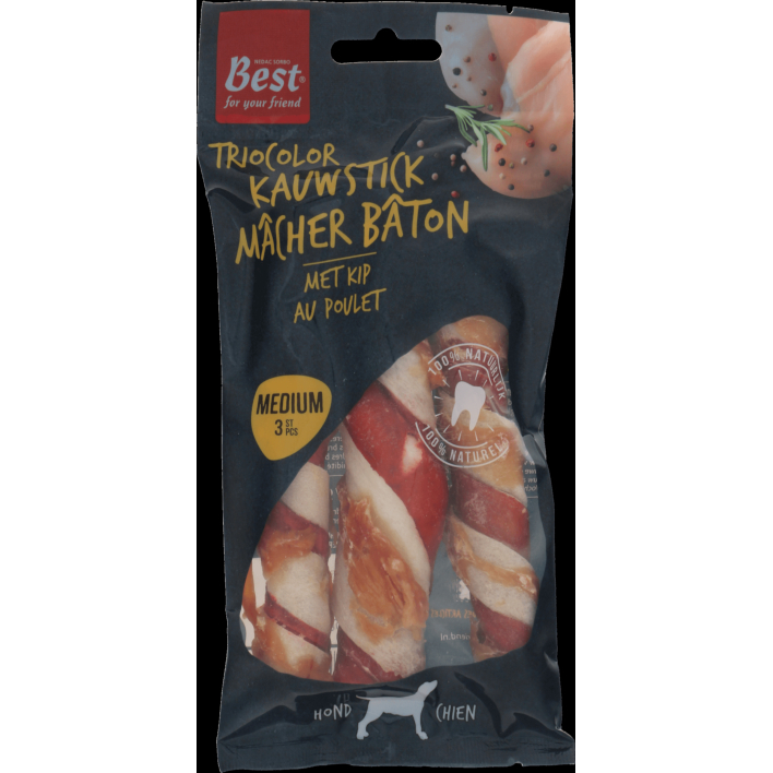 Best for your Friend Triocolor kauwsticks met kip medium