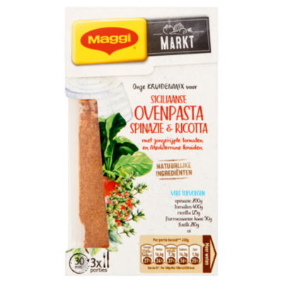 Maggi Markt Kruidenmix Siciliaanse Ovenpasta Spinazie & Ricotta