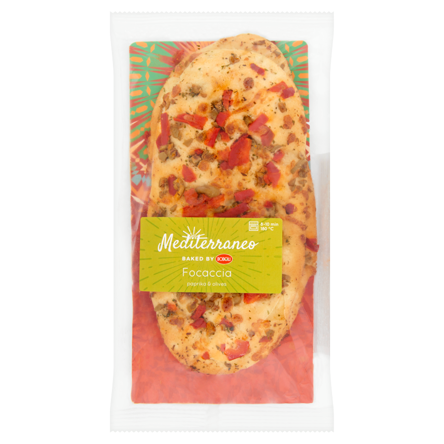 Mediterraneo Focaccia paprika olijf