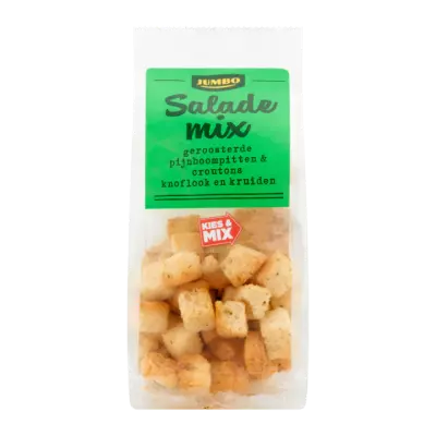 Huismerk Salademix Geroosterde Pijnboompitten & Croutons Knoflook en Kruiden