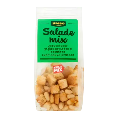 Huismerk Salademix Geroosterde Pijnboompitten & Croutons Knoflook en Kruiden