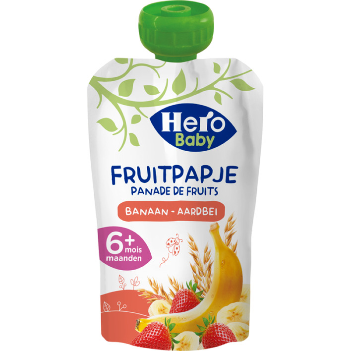 Hero Baby Fruitpapje banaan aardbei 6+m