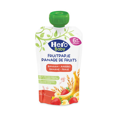 Hero Baby Fruitpapje banaan aardbei 6+m