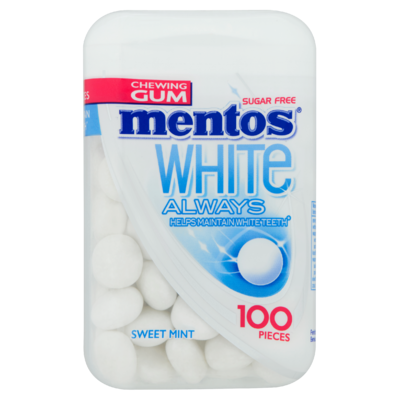 Mentos Gum White Always Sweet Mint 100 Stuks 106 g