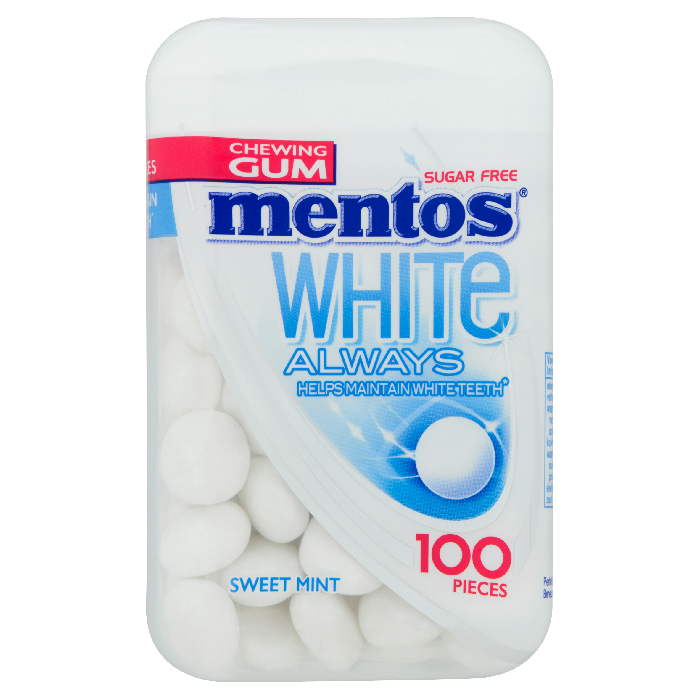 Mentos Gum White Always Sweet Mint 100 Stuks 106 g