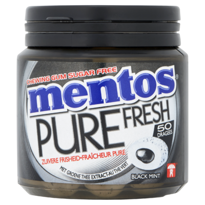Mentos Gum Pure Fresh Black Mint 50 Stuks 100 g