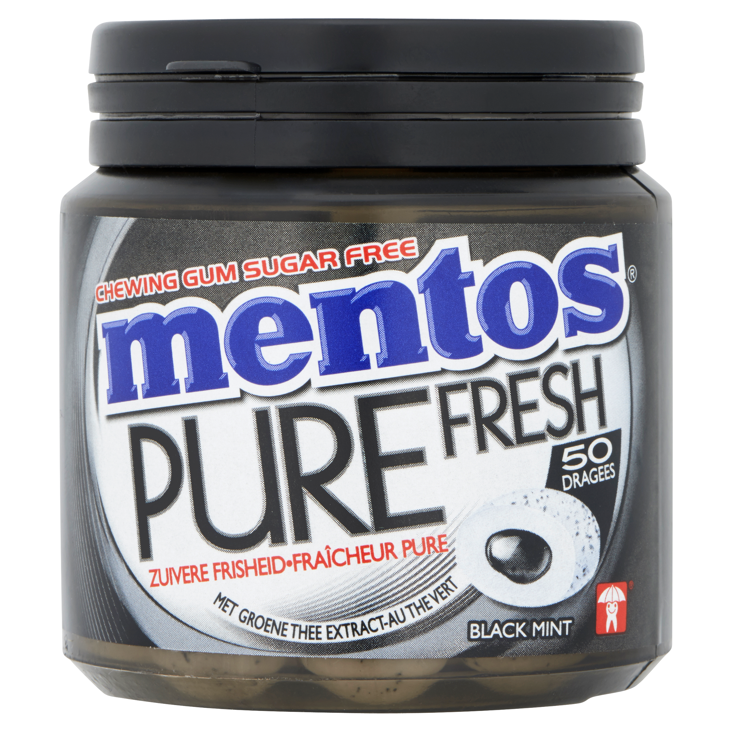 Mentos Gum Pure Fresh Black Mint 50 Stuks 100 g