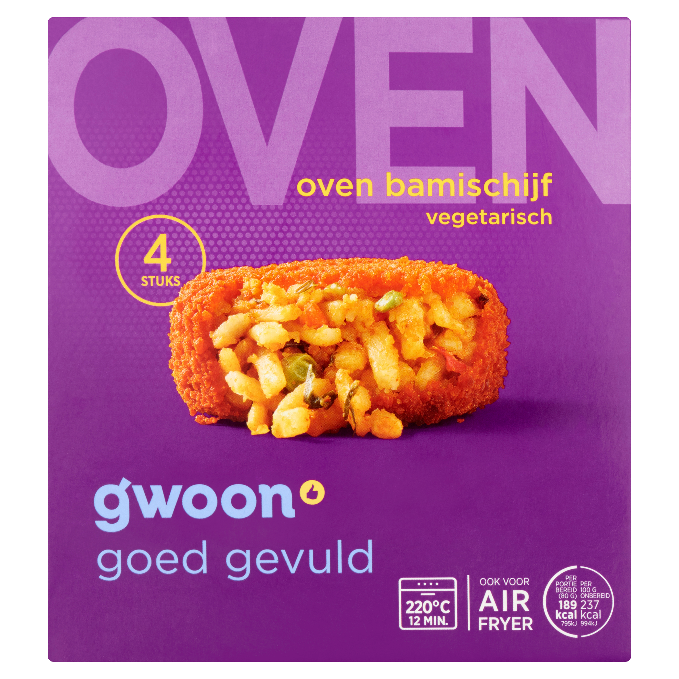 Huismerk Oven Bamischijf Vegetarisch 4 x 80 g