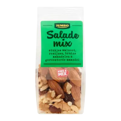 Huismerk Salademix Stukjes Walnoot, Rozijnen, Bruine & Geroosterde Amandelen