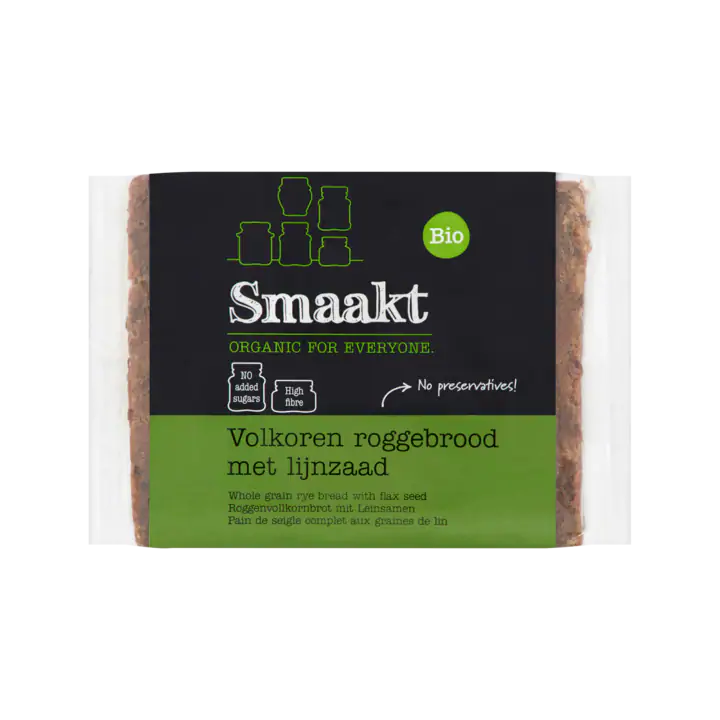 Smaakt Bio Volkoren Roggebrood met Lijnzaad