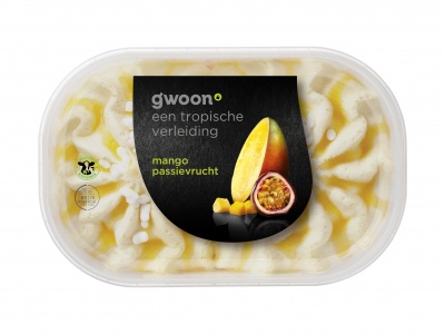 Huismerk slagroomijs mango passie