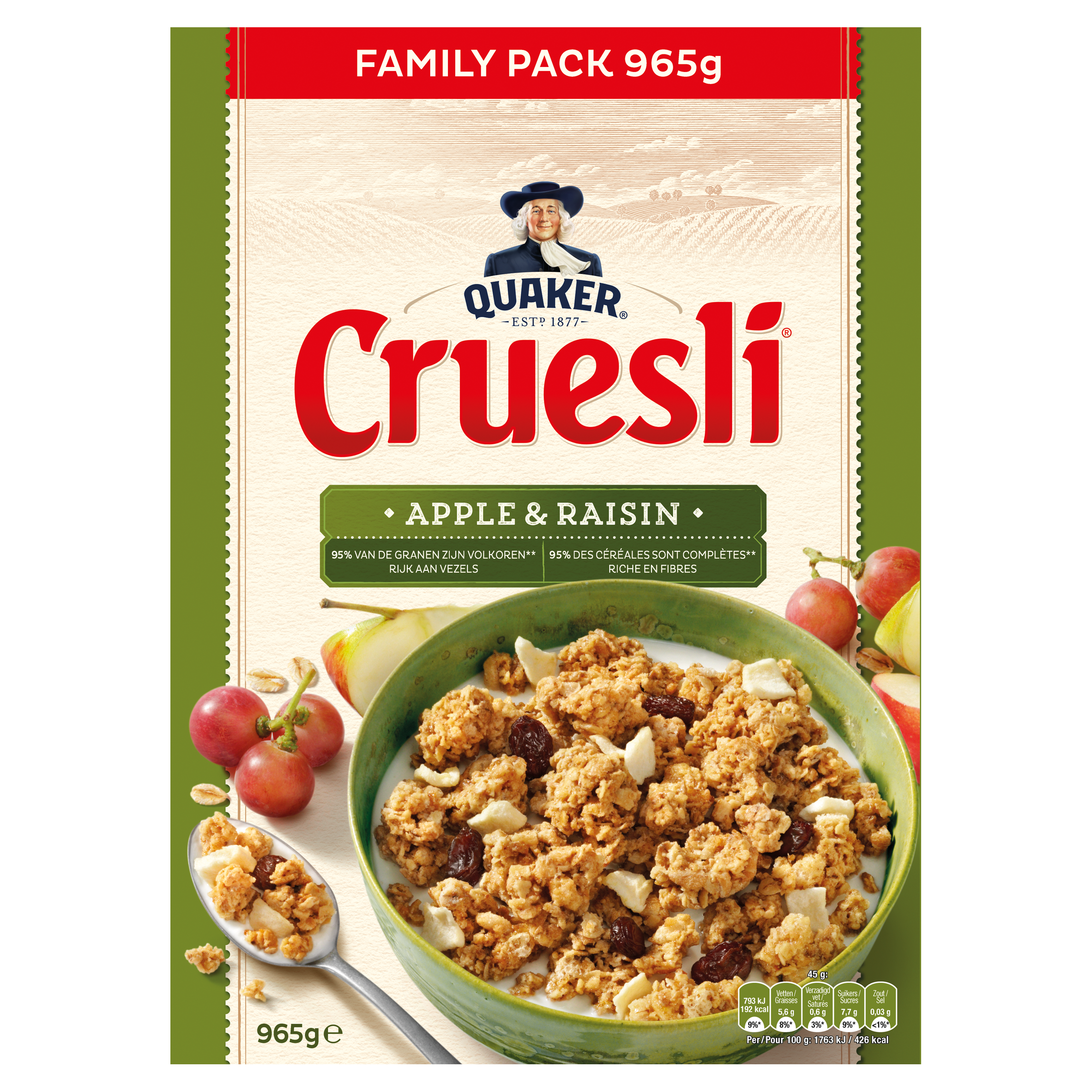Quaker Cruesli Appel & Rozijn 965 gr