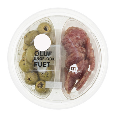 Huismerk Olijven met knoflook en fuet