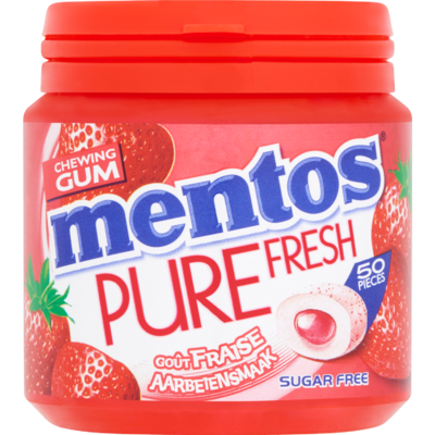 Mentos Gum pure fresh strawberry 50 stuks