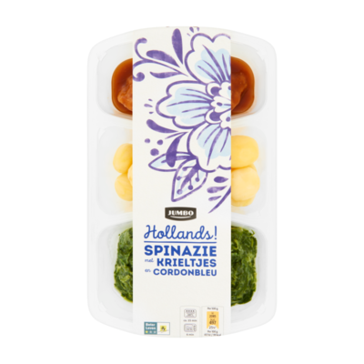 Huismerk Hollands Spinazie met Krieltjes en Cordon Bleu