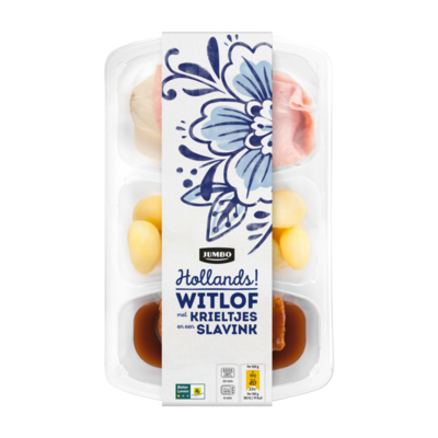 Huismerk Witlof met Krieltjes en een Slavink