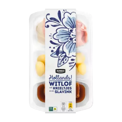 Huismerk Witlof met Krieltjes en een Slavink