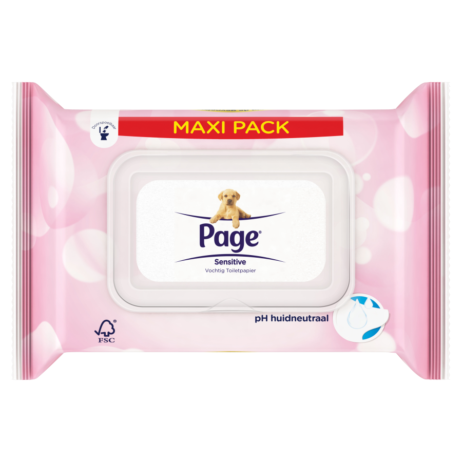 Page Vochtig toiletpapier maxi sensitive navul