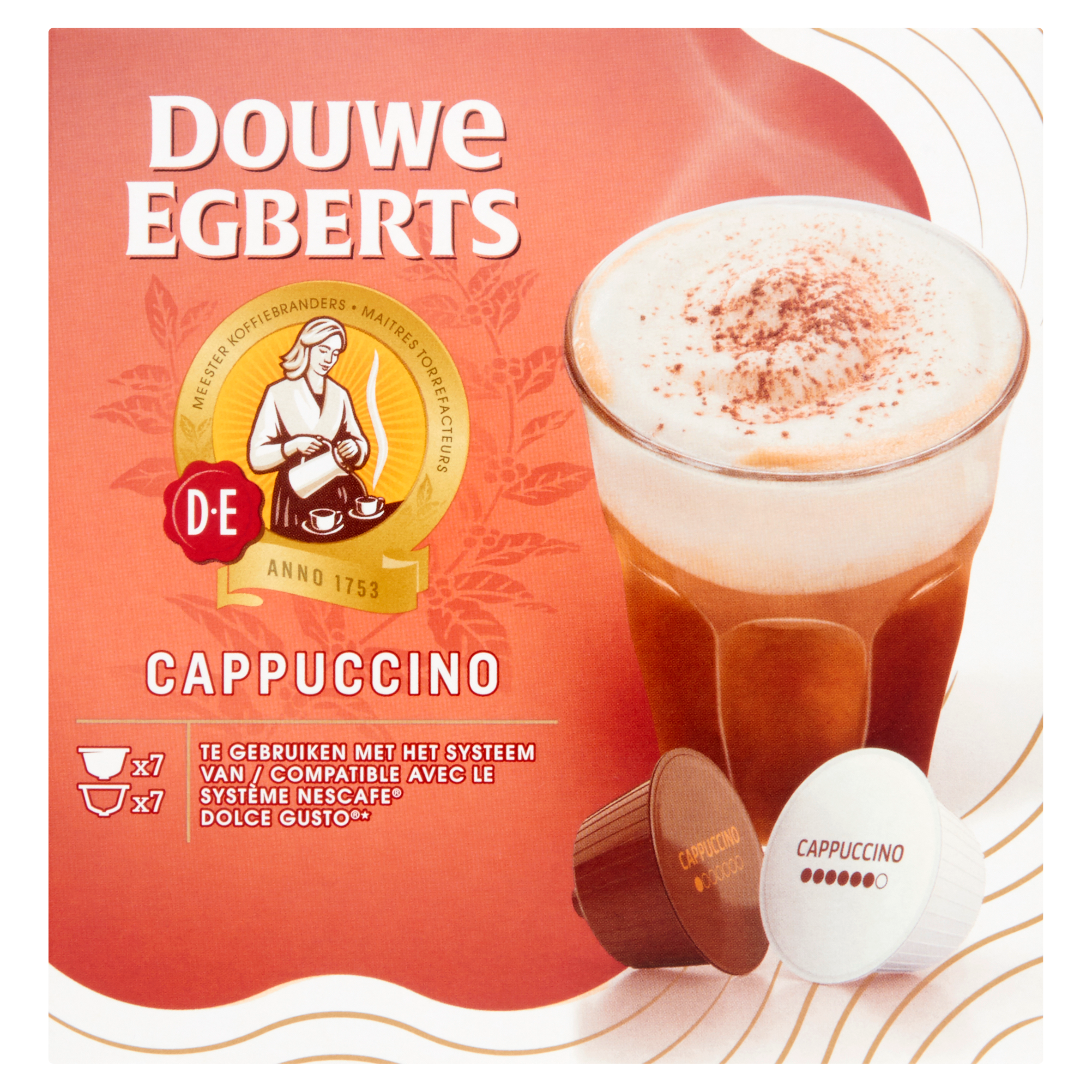 Douwe Egberts cappuccino koffiecups 2 x 7 stuks