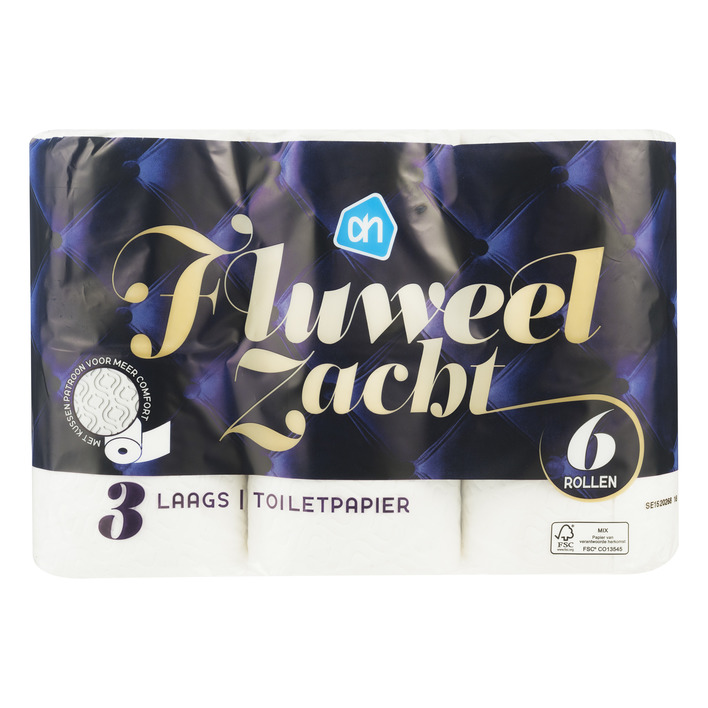 Huismerk Fluweelzacht toiletpapier 3-laags