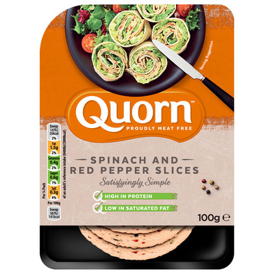 Quorn Spinach and red pepper slices