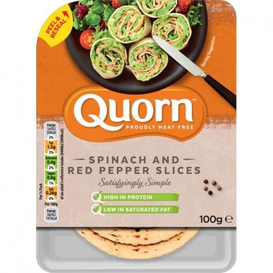 Quorn Spinach and red pepper slices
