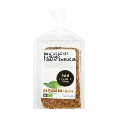 Raw Organic Food Cracker Lijnzaad Tomaat Basilicum