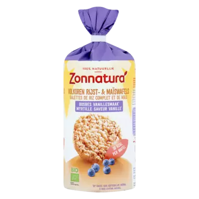Zonnatura Volkoren Rijst- & Maïswafels Bosbes Vanillesmaak