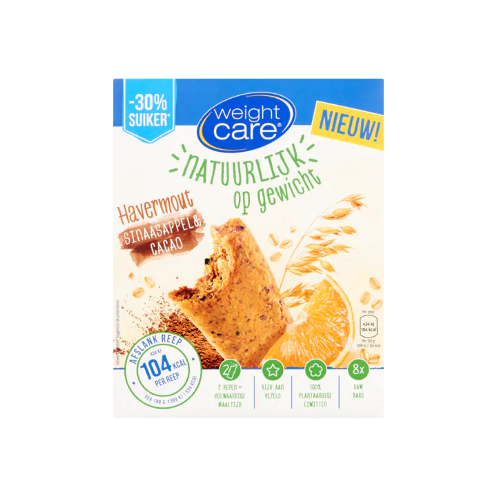 Weight Care Havermout Sinaasappel & Cacao 8 Stuks