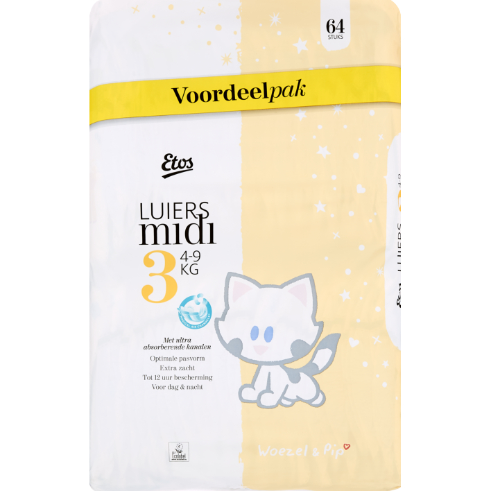 Huismerk Luiers midi 3 voordeelpak