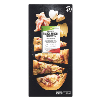 Huismerk Borrelpizza Bianca pancetta funghi