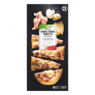 Huismerk Borrelpizza Bianca pancetta funghi