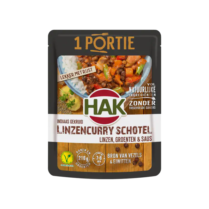 Hak Indiaas Gekruid Linzencurry Schotel Linzen, Groenten & Saus