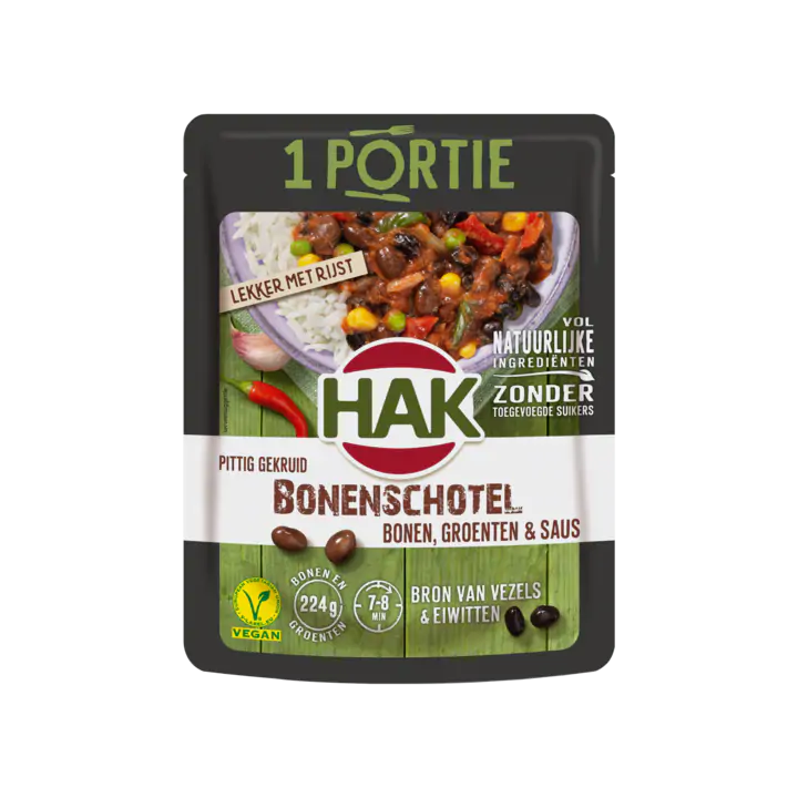 Hak Pittig Gekruid Bonenschotel Bonen, Groenten & Saus