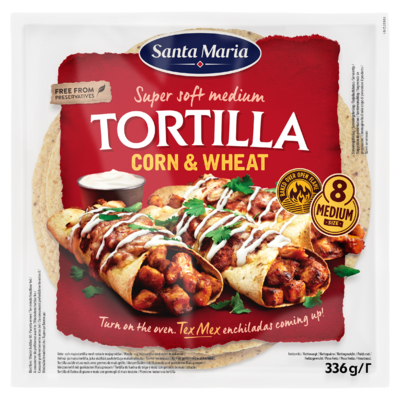 Santa Maria Super Soft Medium Tortilla Corn & Wheat 8 Stuks 336 g
