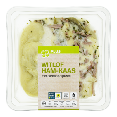 Huismerk Witlof ham en kaas met aardappelpuree