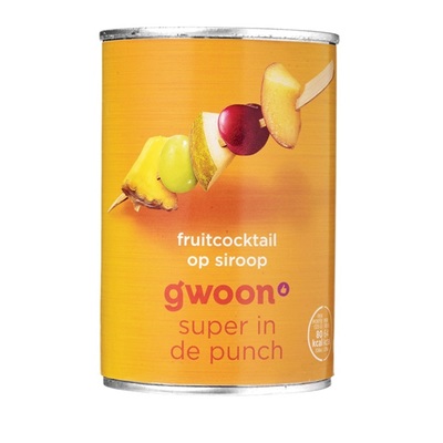 Huismerk fruitcocktail op siroop