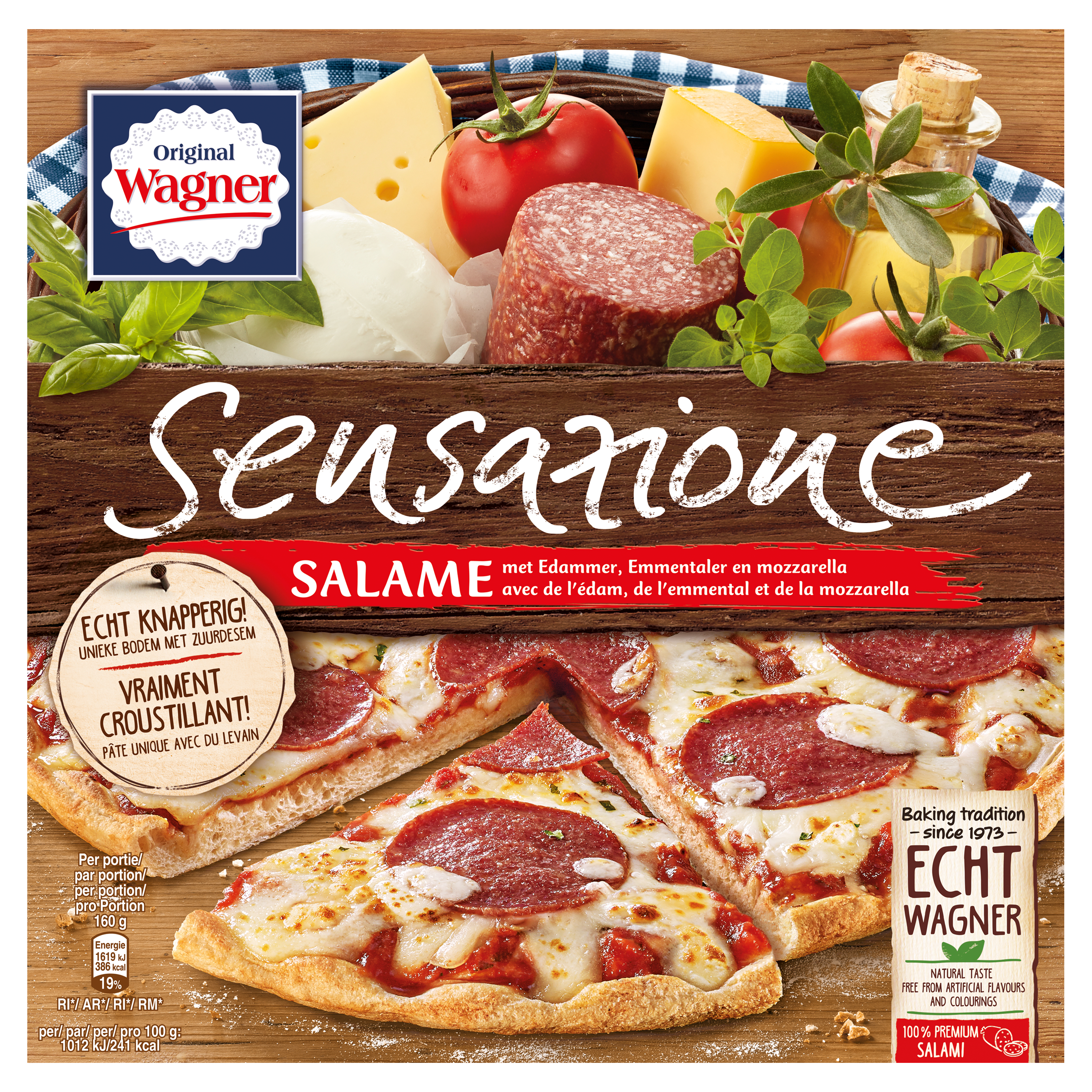 Original Wagner Sensazione Salame met Edammer, Emmentaler en Mozzarella 320 g