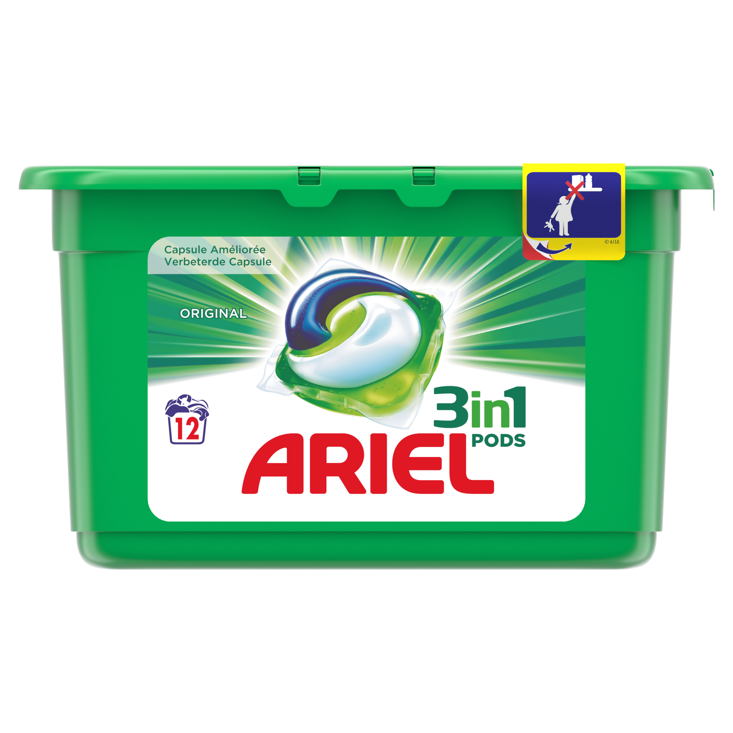 Ariel 3in1 Pods Original Wasmiddelcapsules 12 Wasbeurten