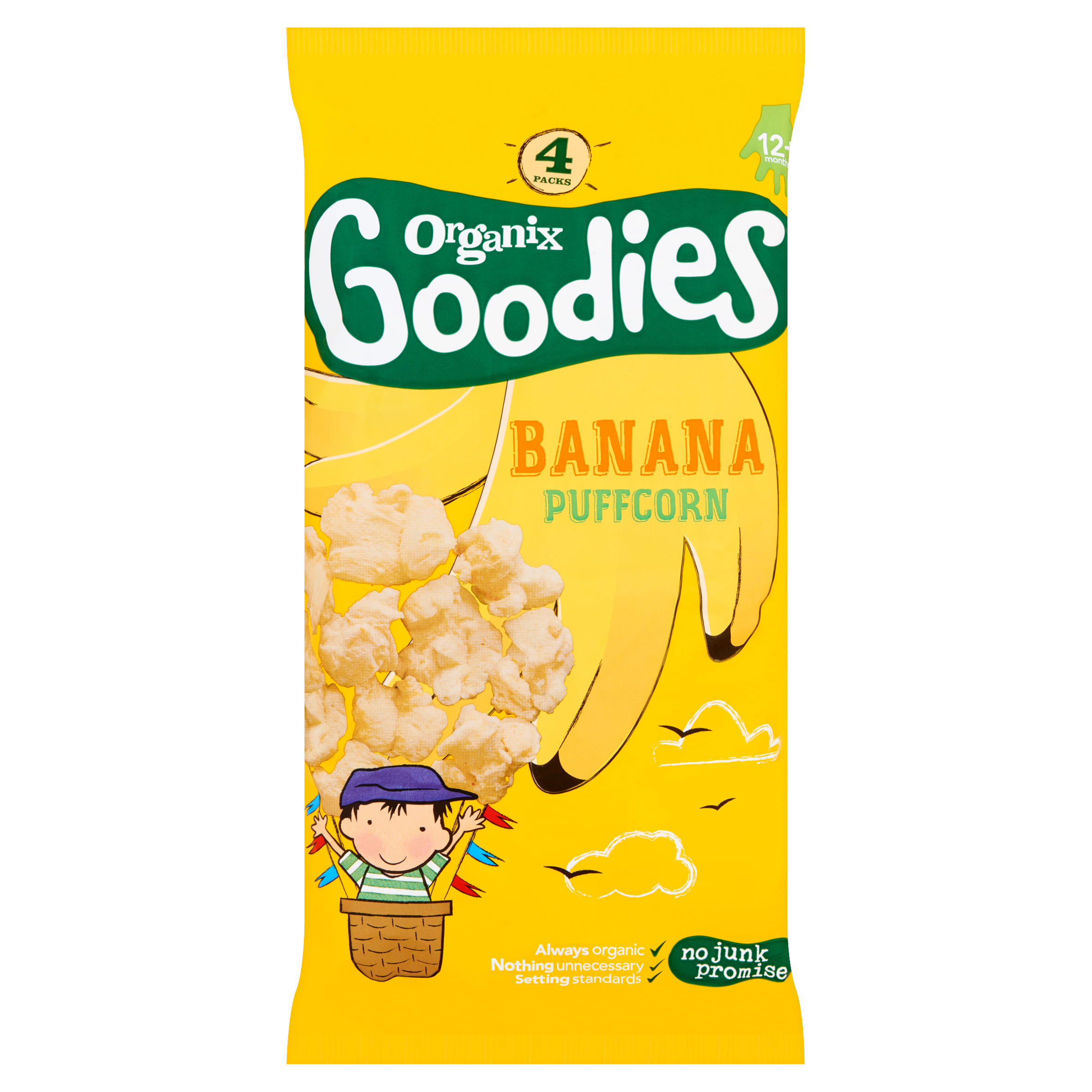 Organix Goodies Popcorn Banaan 1+Jr 4 x 10 g
