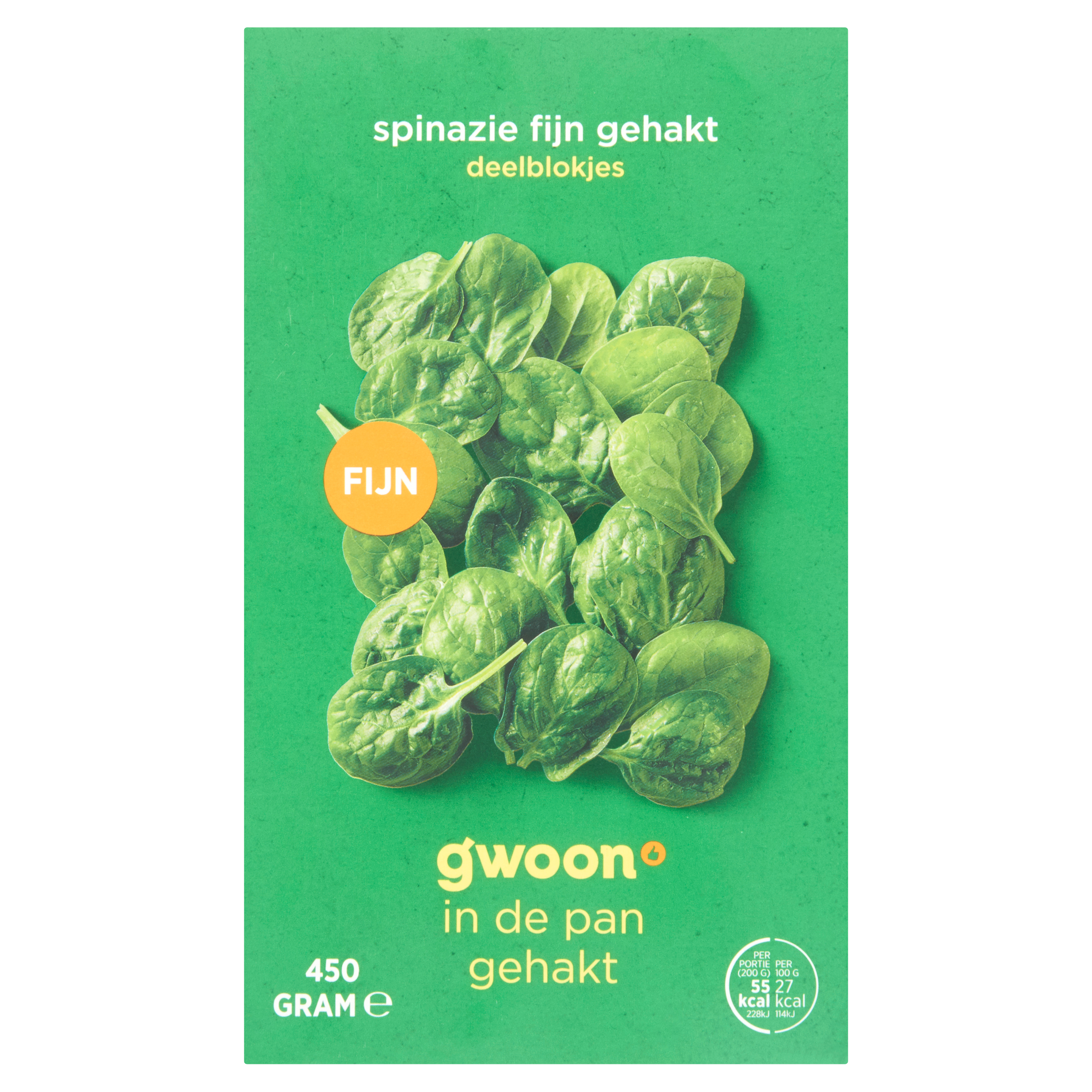 Huismerk Spinazie Fijn Gehakt Deelblokjes 450 g