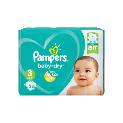 Pampers Baby-Dry Maat 3, 38 Luiers, Voor Droge Ademende Huid