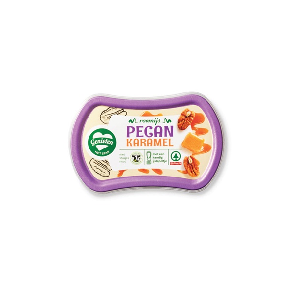 Huismerk ijs duo pecan karamel