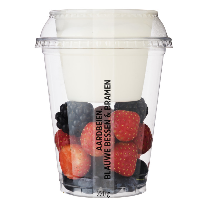 Huismerk Vers fruit met yoghurt aardb bl bes br