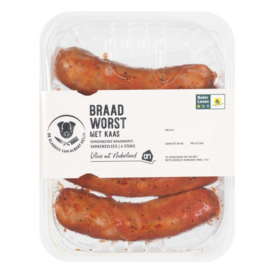Huismerk gemarineerde braadworst met kaas