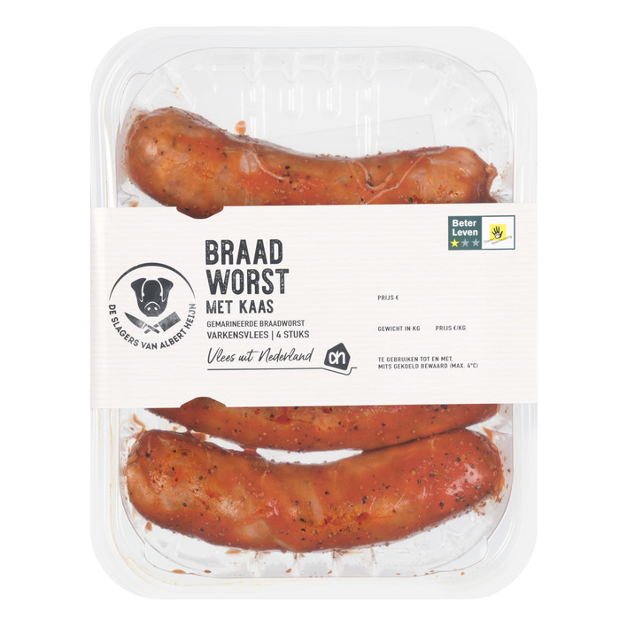 Huismerk gemarineerde braadworst met kaas