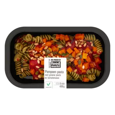 Huismerk Foodmarkt Groene Pasta met Pompoen en Tomatensaus