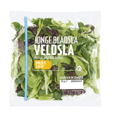 Huismerk Jonge bladsla met veldsla